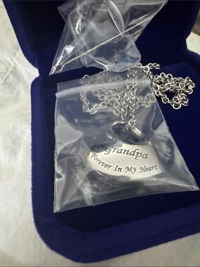 Heart Pendant Necklace - Silver "Grandpa Forever In My Heart"